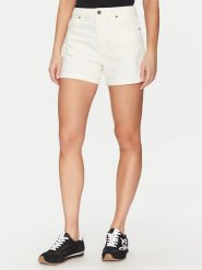 Guess Jeans Szorty materiałowe W5GD0S D5M62 Biały Regular Fit. Białe szorty Guess Jeans, z aplikacjami, z bawełny. Za 149.00 zł.
