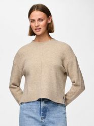Pieces Sweter w kolorze beżowym rozmiar: M. Brązowe swetry Pieces, m, bez wzorów, bez ramiączek. Za 136.45 zł.