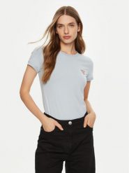 Guess T-Shirt SS CN MINI TRIANGLE Niebieski Shirt Fit. Niebieskie t-shirty Guess, xs, z aplikacjami, z bawełny, bez kołnierzyka, bez ramiączek. Za 79.99 zł.