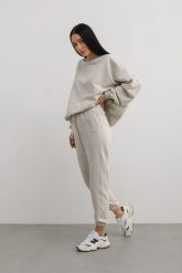 Spodnie dresowe typu jogger w kolorze SILVER MOON - DRIPS-S. Szare spodnie dresowe Marsala, s, bez wzorów, z bawełny, z podwyższonym stanem. Za 259.90 zł.