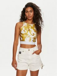 Versace Jeans Couture Top 76HAM227 Biały Skinny Fit. Białe topy Versace Jeans Couture, bez wzorów, z jeansu, bez kołnierzyka, bez ramiączek. Za 389.99 zł.