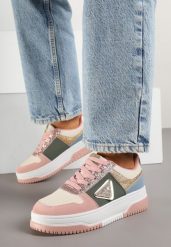 Wielokolorowe Sneakersy Ozdobione Brokatem Cyrkoniami i Perforacją Tillitara. Obuwie sportowe Born2be, z jeansu, bez zapięcia. W wyprzedaży za 89.99 zł.