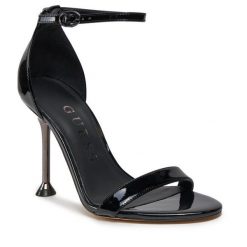 Sandały Guess. Czarne sandały Guess, z aplikacjami, bez obcasa, na szpilce, bez zapięcia. Za 569.99 zł.