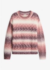 Sweter z efektem ombre. Brązowe swetry bonprix, bez wzorów, z wełny, bez ramiączek. Za 129.99 zł.