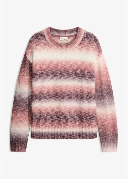 Sweter z efektem ombre. Brązowe swetry bonprix, bez wzorów, z wełny, bez ramiączek. Za 129.99 zł.