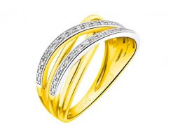 Pierścionek z żółtego złota z diamentami - 0,08 ct - próba 585. Żółte pierścionki Apart, z diamentem, złote. W wyprzedaży za 2,653.00 zł.
