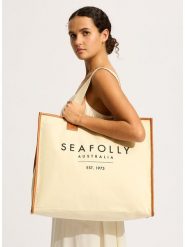 Seafolly Torba plażowa w kolorze kremowym - szer. 48 cm rozmiar: onesize. Brązowe torby na ramię Seafolly, bez wzorów, z materiału, na ramię, bez dodatków. Za 143.17 zł.