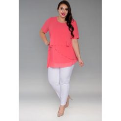 Lekka zwiewna szyfonowa tunika oversize duże rozmiary NOWOŚĆ. Pomarańczowe tuniki Moda Size Plus Iwanek, l, bez wzorów, z szyfonu, eleganckie, z asymetrycznym kołnierzem, bez ramiączek. Za 119.00 zł.