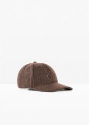Czapka z daszkiem w optyce wełny. Szare czapki bonprix, bez wzorów, z wełny. Za 64.99 zł.