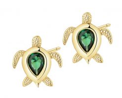 Kolczyki srebrne z cyrkoniami - żółwie. Szare kolczyki Apart, z cyrkonią, pozłacane. Za 139.00 zł.