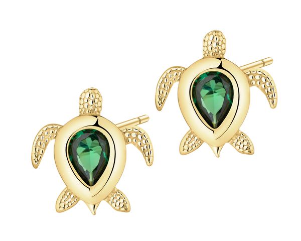 Kolczyki srebrne z cyrkoniami - żółwie. Szare kolczyki Apart, z cyrkonią, pozłacane. Za 139.00 zł.