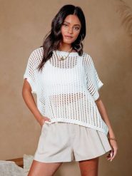 Milan Kiss Sweter w kolorze białym rozmiar: L. Białe swetry Milan Kiss, l, bez wzorów, ze splotem, bez ramiączek. Za 148.61 zł.