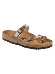Birkenstock Japonki "Mayari" w kolorze złotym rozmiar: 36. Żółte klapki Birkenstock, bez wzorów, z otwartym noskiem, bez obcasa. Za 369.82 zł.