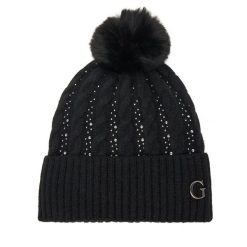 Czapka Guess. Czarne czapki Guess, z aplikacjami. Za 159.99 zł.