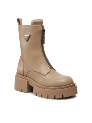 Guess Botki Leila FL8LEI ELE10 Beżowy. Brązowe botki Guess, z aplikacjami, ze skóry, bez obcasa, na płaskiej podeszwie, bez zapięcia. Za 749.99 zł.