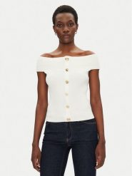 Morgan Sweter 251-MDONA M Biały Slim Fit. Białe swetry Morgan, m, bez wzorów, z wiskozy, bez ramiączek. Za 129.99 zł.