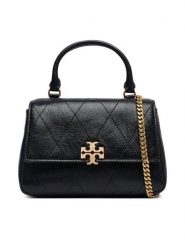 Tory Burch Torebka Charlie Quilted Mini Top Handle Chain Wallet 186032 Czarny. Czarne torebki klasyczne Tory Burch, bez wzorów, ze skóry, bez dodatków. Za 2,024.00 zł.