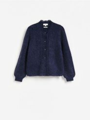 Kardigan z dodatkiem moheru - granatowy. Niebieskie kardigany Reserved, l, bez wzorów, z dzianiny. Za 379.99 zł.