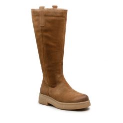 Kozaki Lasocki. Brązowe kozaki Lasocki, bez obcasa, na płaskiej podeszwie, bez zapięcia. Za 349.99 zł.