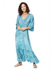 Ipanima Sukienka w kolorze błękitnym rozmiar: 38/40. Niebieskie sukienki Ipanima, bez wzorów, klasyczne, bez kołnierzyka, bez ramiączek, maxi, kopertowe. Za 86.99 zł.