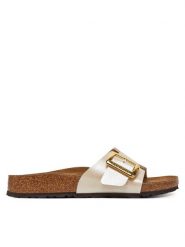 Birkenstock Klapki Catalina Cushion Buckle 1029393 Écru. Klapki Birkenstock, bez wzorów, ze skóry, bez obcasa. Za 409.99 zł.