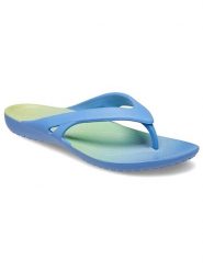 Crocs Japonki "Kadee II" w kolorze błękitno-żółtym rozmiar: 37/38. Niebieskie klapki Crocs, bez wzorów, z otwartym noskiem, bez obcasa. Za 74.95 zł.