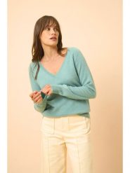 Just Cashmere Kaszmirowy sweter "Phoebe" w kolorze turkusowym rozmiar: L. Niebieskie swetry Just Cashmere, l, bez wzorów, z kaszmiru, bez ramiączek. Za 352.43 zł.