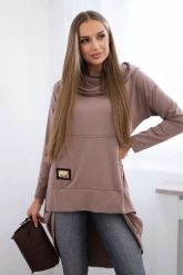 Bluza z długim tyłem i kapturem mocca. Bluzy KESI, l, bez wzorów, z bawełny. Za 229.98 zł.