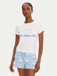 Juicy Couture Piżama Sleepover Club JCLPJ225501 Błękitny Regular Fit. Niebieskie piżamy Juicy Couture, bez wzorów, z syntetyku, bez ramiączek. Za 219.99 zł.