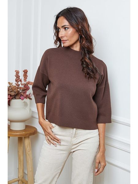 So Cachemire Sweter "Dylia" w kolorze brązowym rozmiar: M. Brązowe swetry So Cachemire, m, bez wzorów, ze splotem, bez ramiączek. Za 225.70 zł.