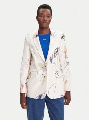 Desigual Marynarka Arty 25WWEW21 Biały Regular Fit. Białe marynarki i żakiety Desigual, xl, bez wzorów, z bawełny. Za 591.51 zł.