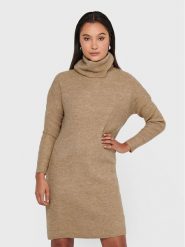 ONLY Sukienka dzianinowa Jana 15140166 Beżowy Regular Fit. Brązowe sukienki Only, xs, bez wzorów, z dzianiny, bez kołnierzyka, bez ramiączek. Za 99.99 zł.