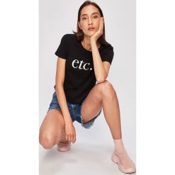 Tally Weijl - T-shirt. Czarne t-shirty TALLY WEIJL, m, bez wzorów, z bawełny, bez kołnierzyka, bez ramiączek. Za 19.90 zł.