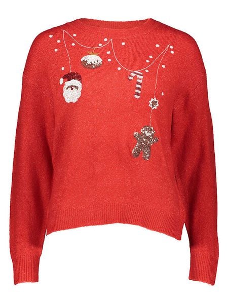 JDY Sweter "Santa" w kolorze czerwonym rozmiar: S. Czerwone swetry JDY, s, bez wzorów, bez ramiączek. Za 85.95 zł.
