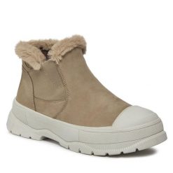 Botki Caprice. Brązowe botki Caprice, bez wzorów, bez obcasa, na płaskiej podeszwie, bez zapięcia. Za 589.99 zł.
