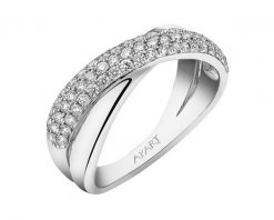 Pierścionek z białego złota z brylantami - 0,72 ct - próba 585. Białe pierścionki Apart, z brylantem, złote. Za 8,990.00 zł.