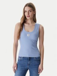 Fracomina Top FP26ST2001J40101 Błękitny Slim Fit. Niebieskie topy Fracomina, l, bez wzorów, z bawełny, bez kołnierzyka, bez ramiączek. Za 179.99 zł.
