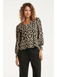 Smashed Lemon Bluzka w kolorze czarno-beżowym rozmiar: XXL. Brązowe bluzki Smashed Lemon, xxl, bez wzorów, bez kołnierzyka, bez ramiączek. Za 118.28 zł.