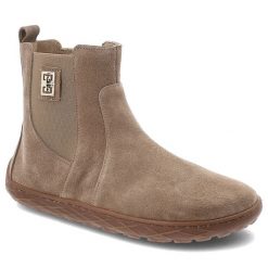 Brązowe Botki Barefoot Armodo Wygodne Obuwie Damskie. Brązowe botki Armodo, z aplikacjami, z weluru, bez obcasa, bez zapięcia. Za 314.99 zł.