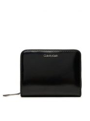 Calvin Klein Mały Portfel Damski Ck Must Medium Zip Around_Shiny K60K612847 Czarny. Czarne portfele Calvin Klein, bez wzorów, ze skóry. Za 139.99 zł.