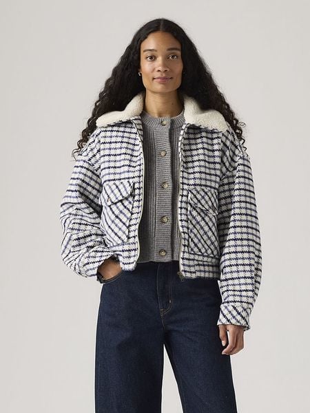 Levi's Kurtka w kolorze biało-granatowym rozmiar: S. Białe kurtki Levi's®, s, z aplikacjami, bez kaptura. Za 253.88 zł.