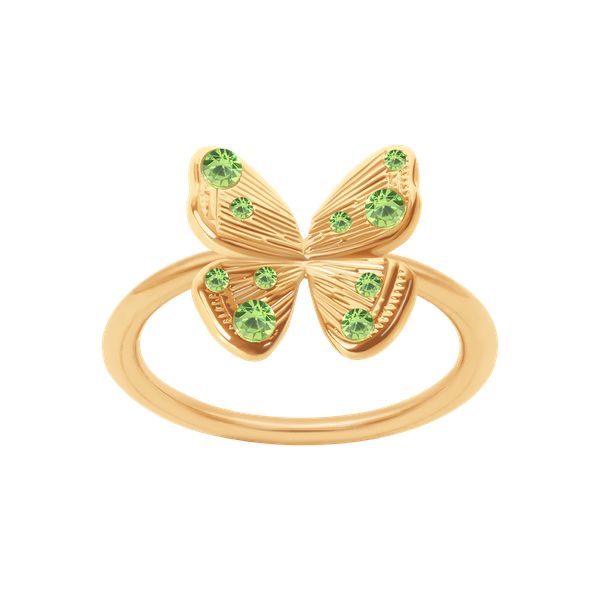 Pierścionek Papillon pozłacany. Zielone pierścionki Lilou, pozłacane. Za 219.00 zł.