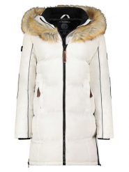 Geographical Norway Płaszcz pikowany "Beautiful" w kolorze białym rozmiar: XXL. Białe płaszcze Geographical Norway, xxl, z aplikacjami, bez kaptura. Za 285.49 zł.