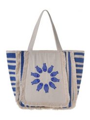BLE Torebka w kolorze kremowo-niebieskim - 32 x 29 x 15 cm rozmiar: onesize. Brązowe torby na ramię BLE, bez wzorów, z bawełny, na ramię, bez dodatków. Za 139.34 zł.