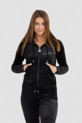 JUICY COUTURE Damska czarna bluza Regal Madison Hoodie. Czarne bluzy Juicy Couture, l, bez wzorów, z elastanu, bez kaptura. W wyprzedaży za 359.99 zł.