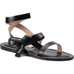 Sandały POLLINI - SA16100C17TD0000 Nero. Czarne sandały Pollini, bez wzorów, ze skóry, bez obcasa, na obcasie, bez zapięcia. W wyprzedaży za 649.00 zł.