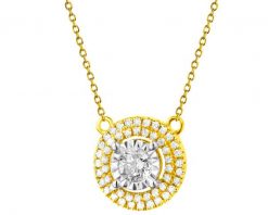 Naszyjnik z żółtego i białego złota z diamentami - 0,21 ct - próba 585. Białe naszyjniki Apart, z diamentem, złote. Za 3,990.00 zł.
