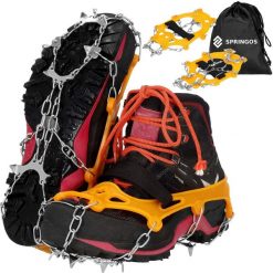 Raczki na buty Springos stalowe antypoślizgowe nakładki 36-40. Brązowe trekkingi SPRINGOS, trekkingowe. Za 21.99 zł.