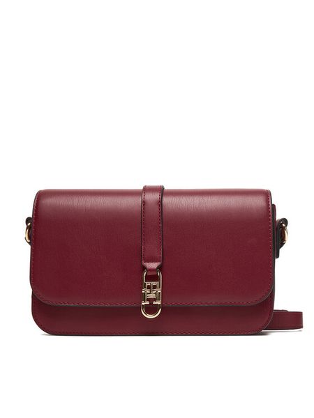 Tommy Hilfiger Torebka Th Libre Flap Crossover AW0AW17723 Bordowy. Czerwone listonoszki TOMMY HILFIGER, bez wzorów, ze skóry, bez dodatków. Za 519.99 zł.