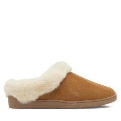 Kapcie MYSLIPPERS. Brązowe obuwie domowe MYSLIPPERS, bez wzorów, bez zapięcia. Za 99.99 zł.